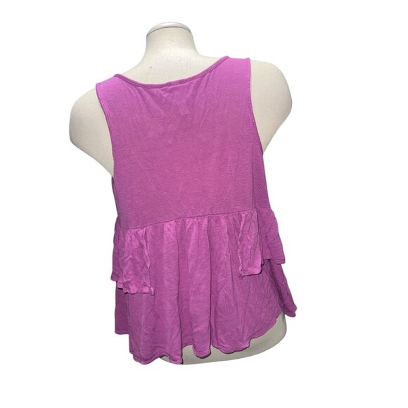 Xhilaration Womens Sleeveless Pink Ruffled Scoop Neck Tank Top Sz Large Purple - Picture 2 of 11